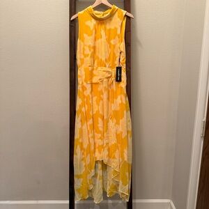 Karl Lagerfeld yellow floral chiffon dress | Size 12 NWT